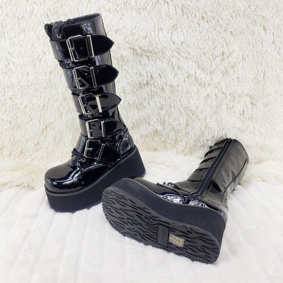 Brand New Trashville 518 Platform Goth Mens Knee Boots Patent main image 9